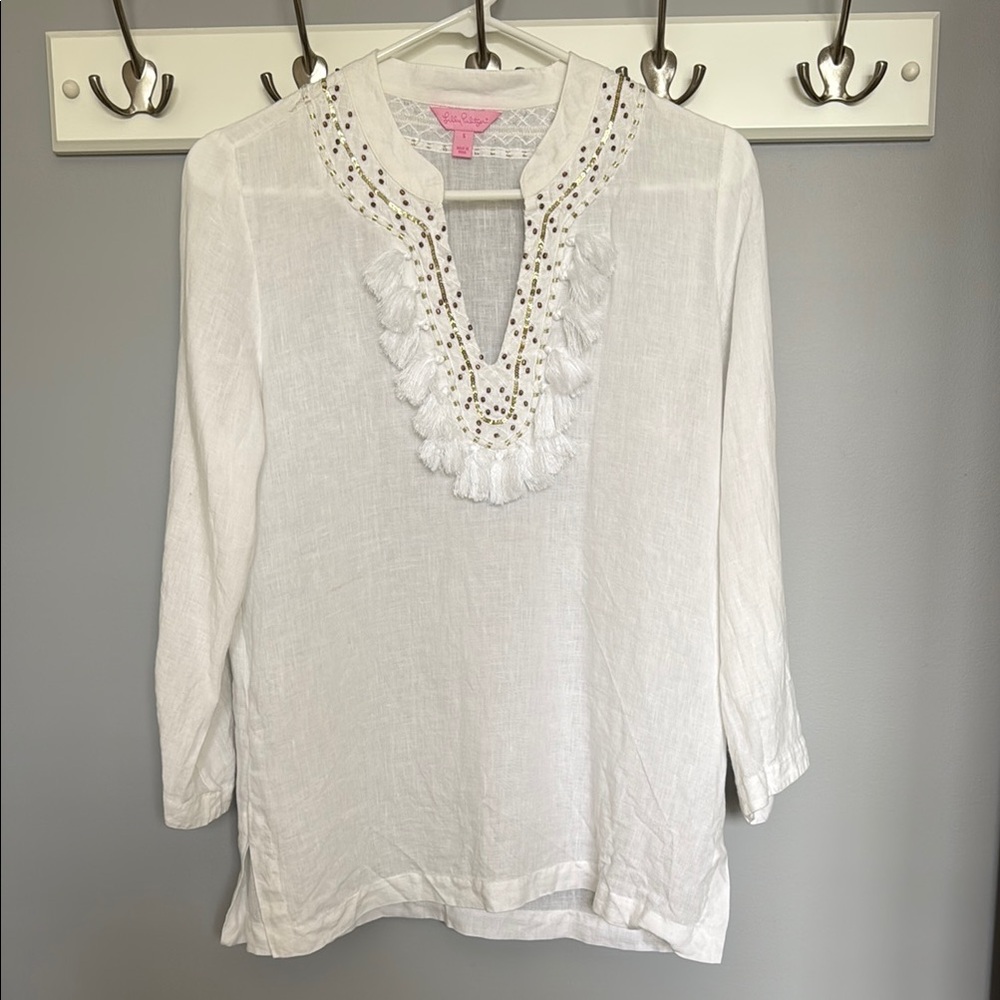 Lily Pulitzer Amelia Island Women’s White Embellished Tunic